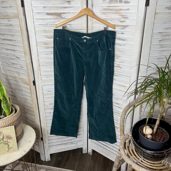 SOFT SURROUNDINGS Women's PLUS 18 Petite Velvet Pant Jean Teal Green Boot Flare - Picture 4 of 11